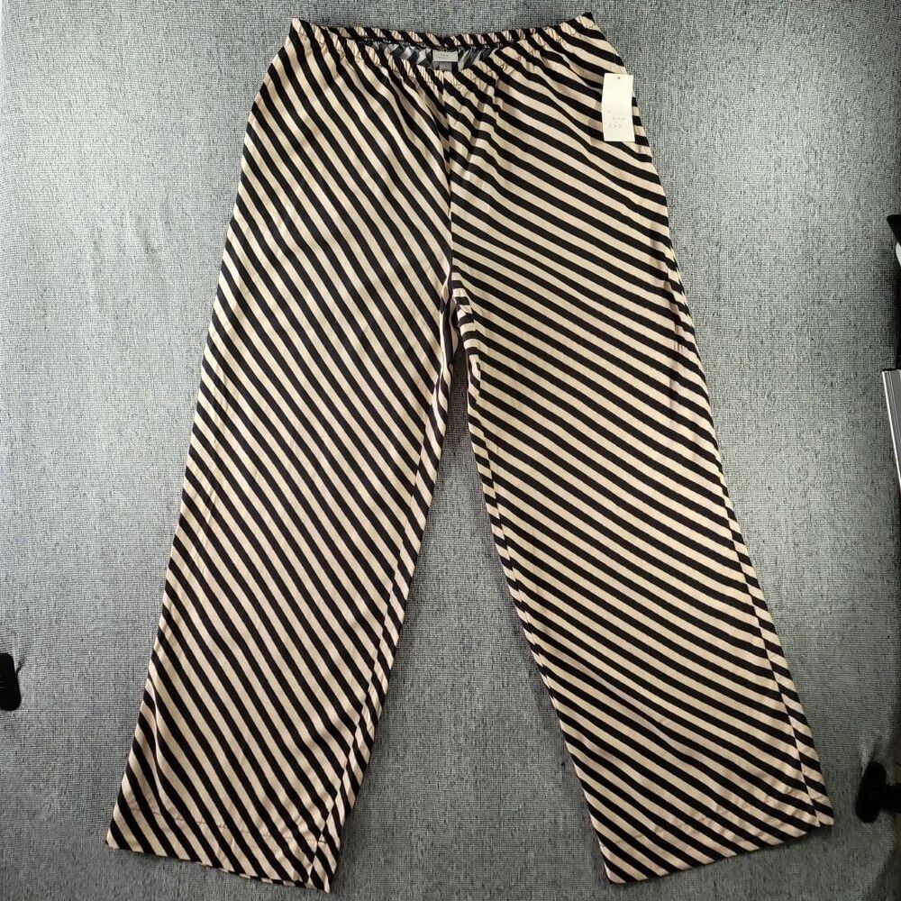 NWT A New Day Cream & Black Diagonal Stripe Wide Leg Pants Size L